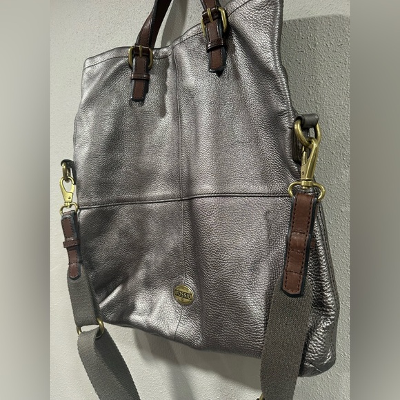 Fossil Explorer Foldover Metallic Pewter Leather - Picture 3 of 12